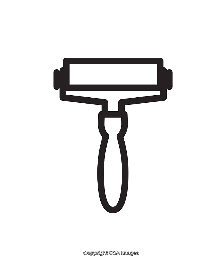 Black and White Icon of a Handheld Paint Roller Tool