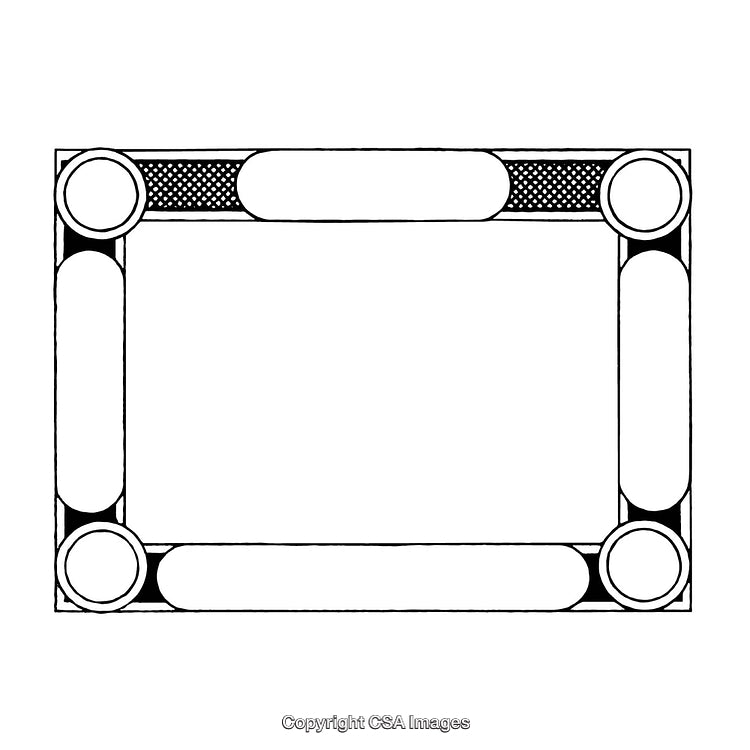 Black and White Decorative Rectangular Border with Geometric Design Elements