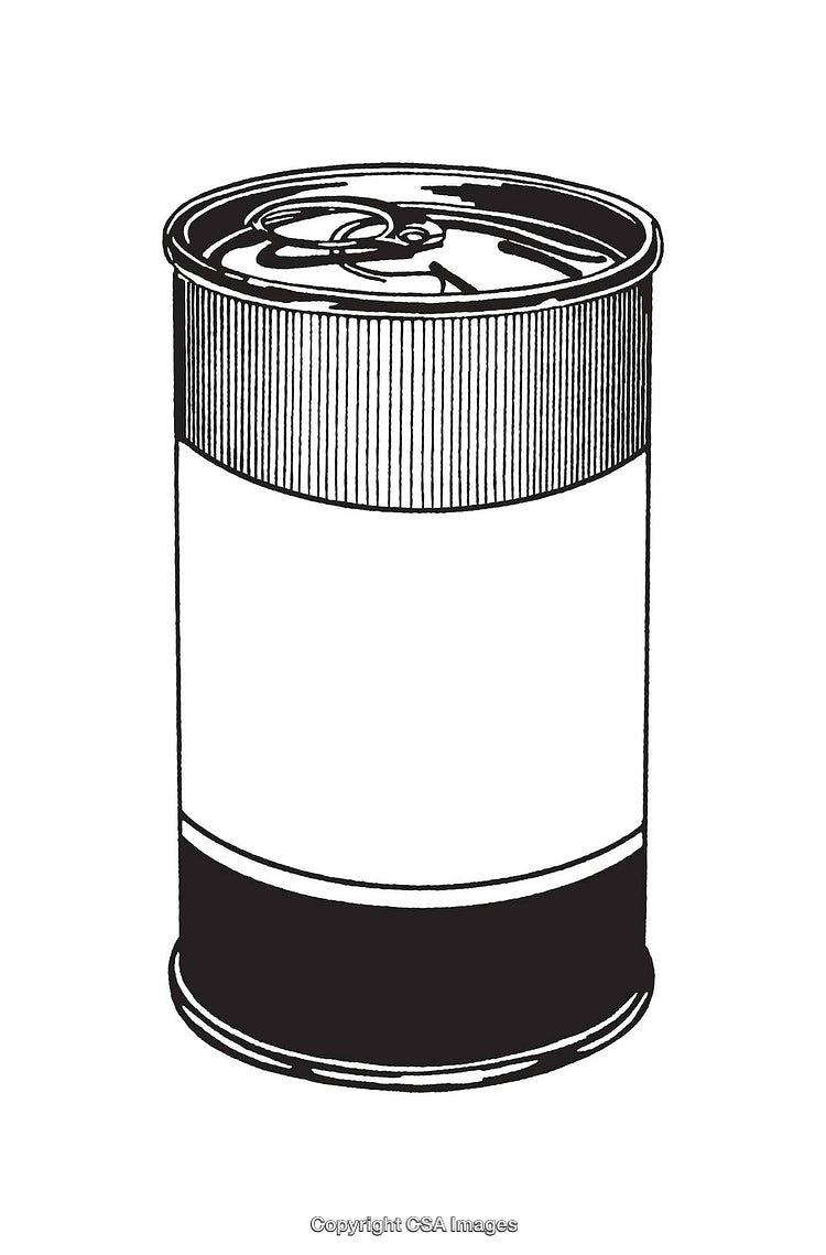 Black and White Line Art of a Cylindrical Food Can Illustration