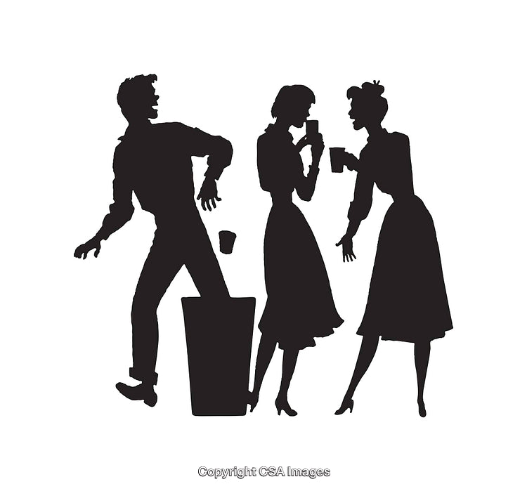 Silhouette of Social Gathering With Three People Chatting and Interacting