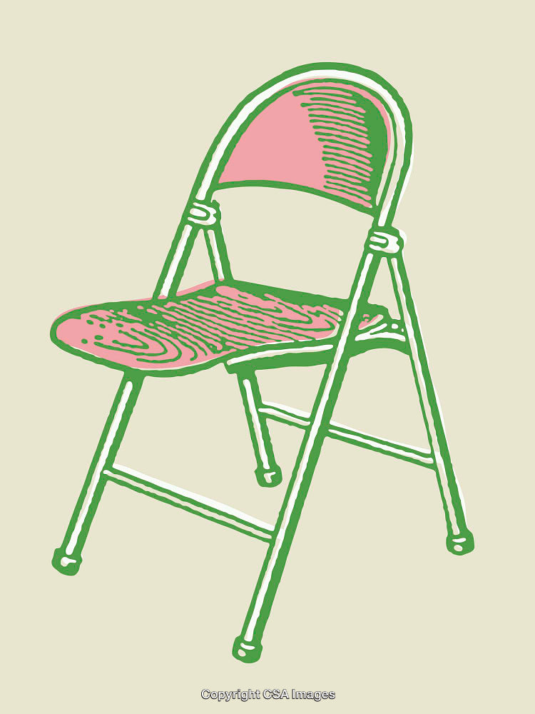 Colorful Line Art Illustration of a Folding Chair with Vibrant Tones