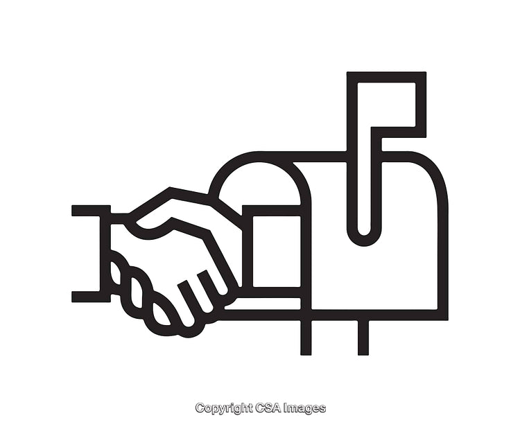 Handshake Icon Overlaid on a Mailbox in Minimalist Style