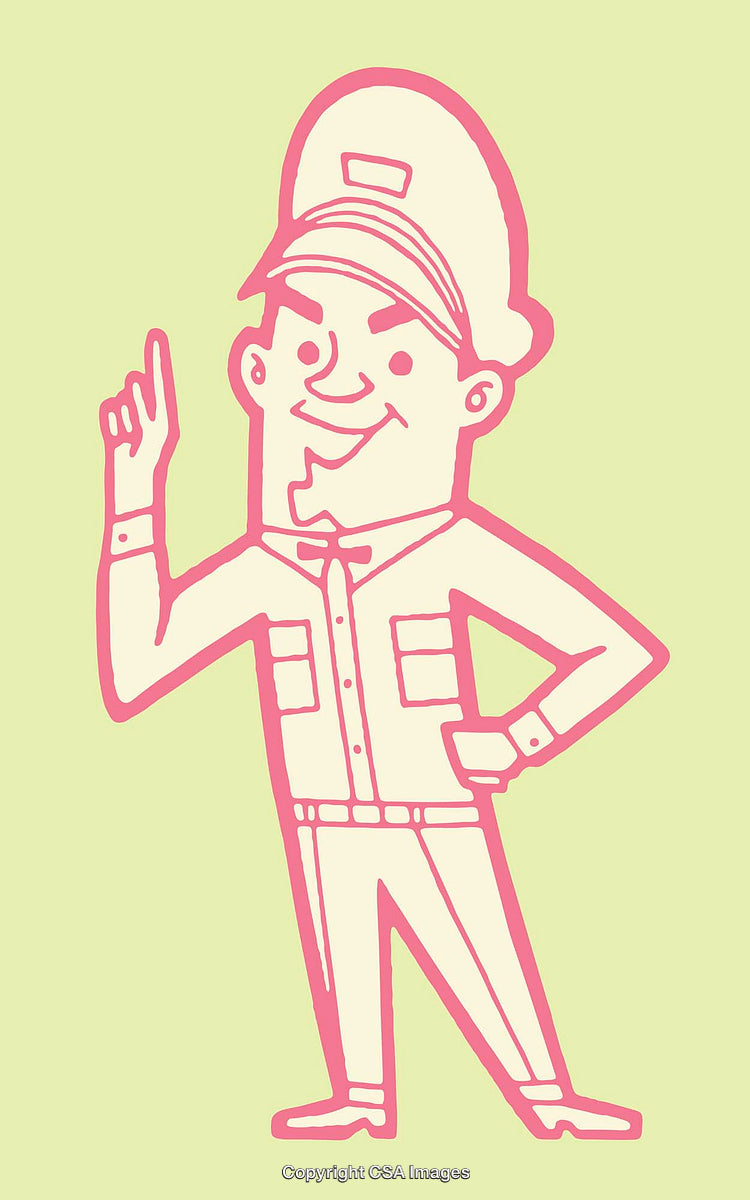 Playful Pink Line Art Illustration of a Smiling Male Character