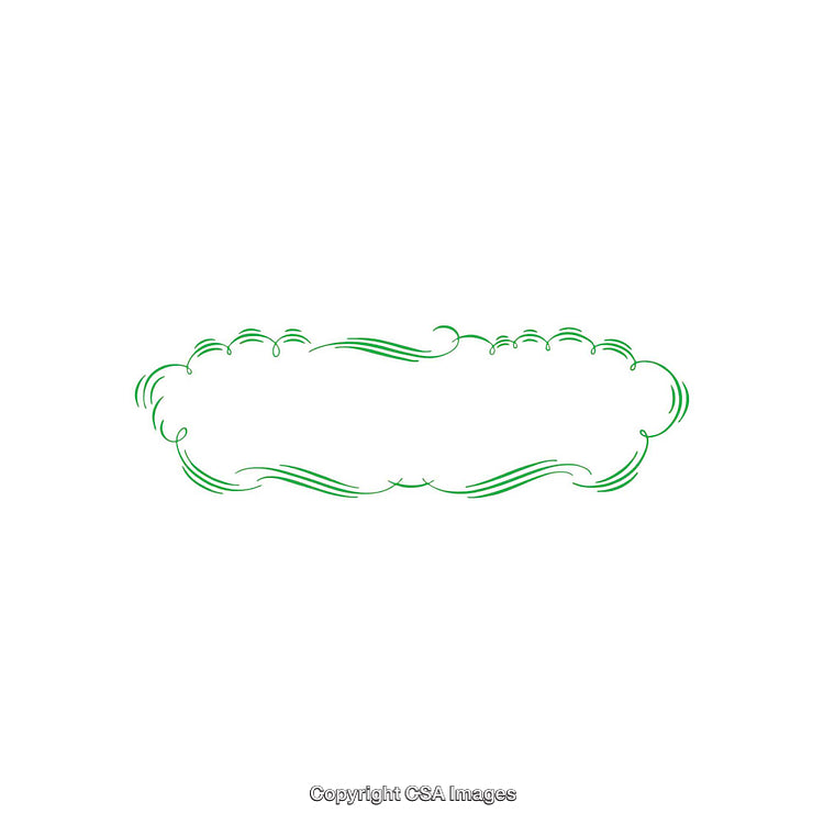 Elegant Green Decorative Frame with Curved Flourishes and Blank Space