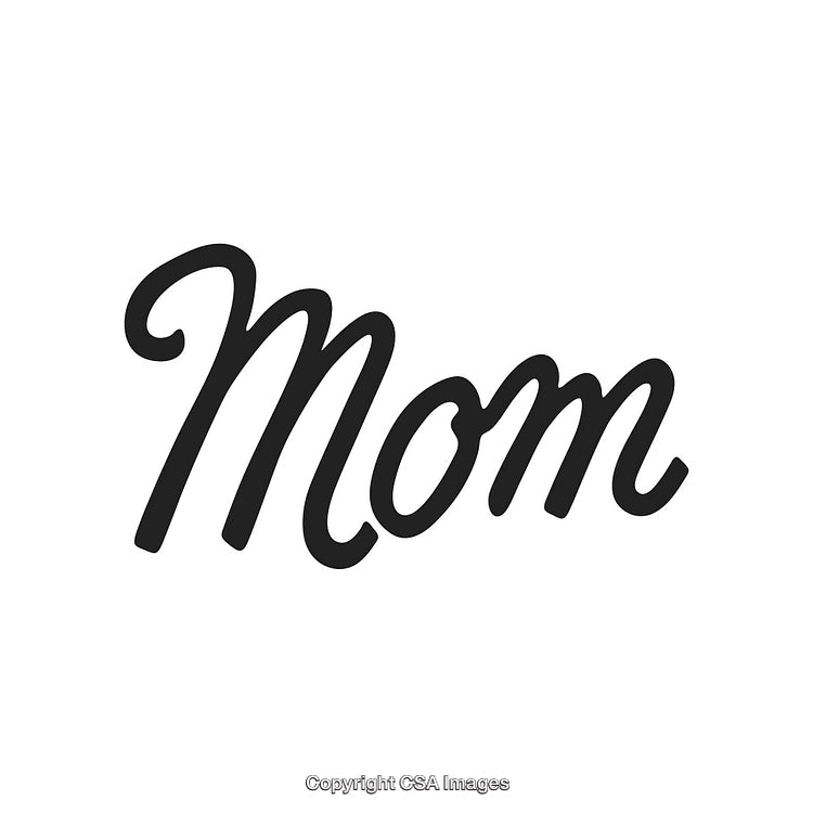 Elegant Script Text Design Featuring the Word 'Mom' on White Background
