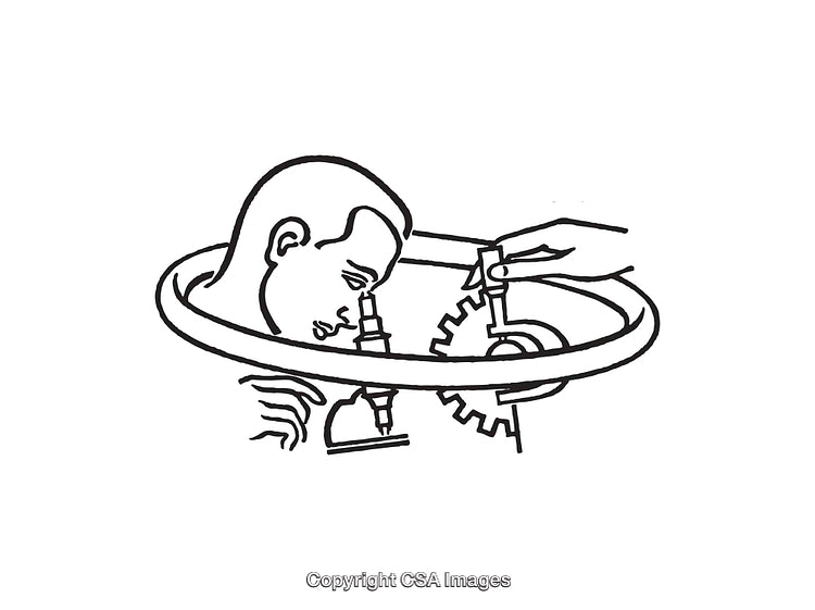 Conceptual Line Art of Gears and Human Head Depicting Ideas and Innovation
