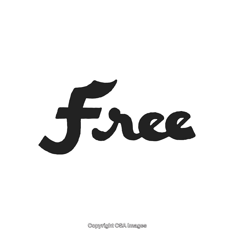 Handwritten Word Free in Black on a White Background