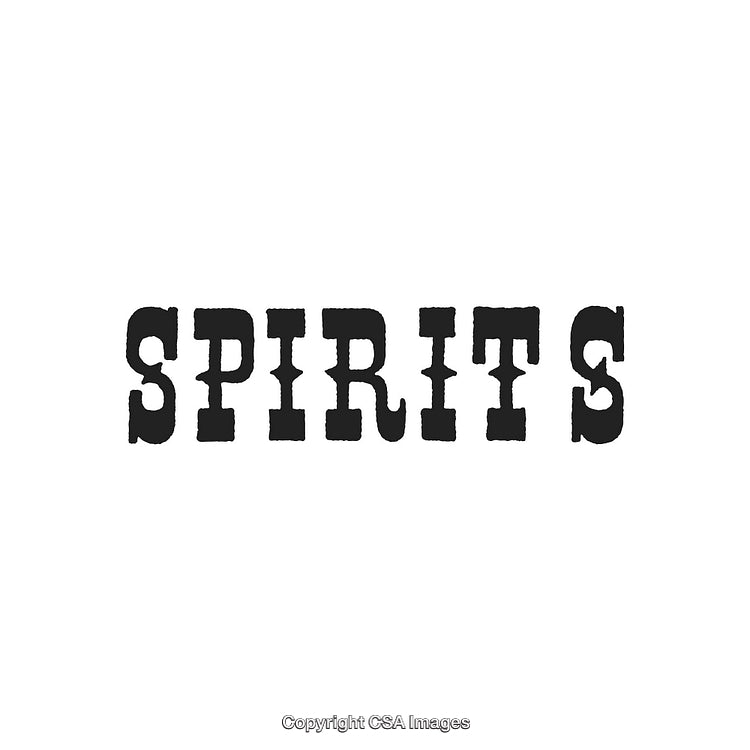 Retro Typography Display of the Word 'Spirits' in Black Lettering