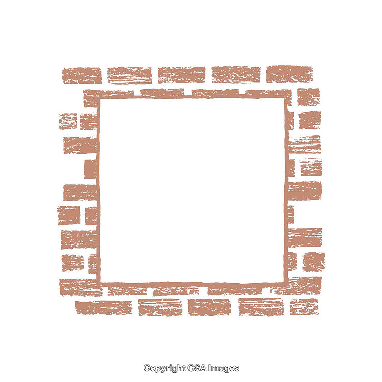 Creative Brick Border Frame in Minimalistic Style on White Background
