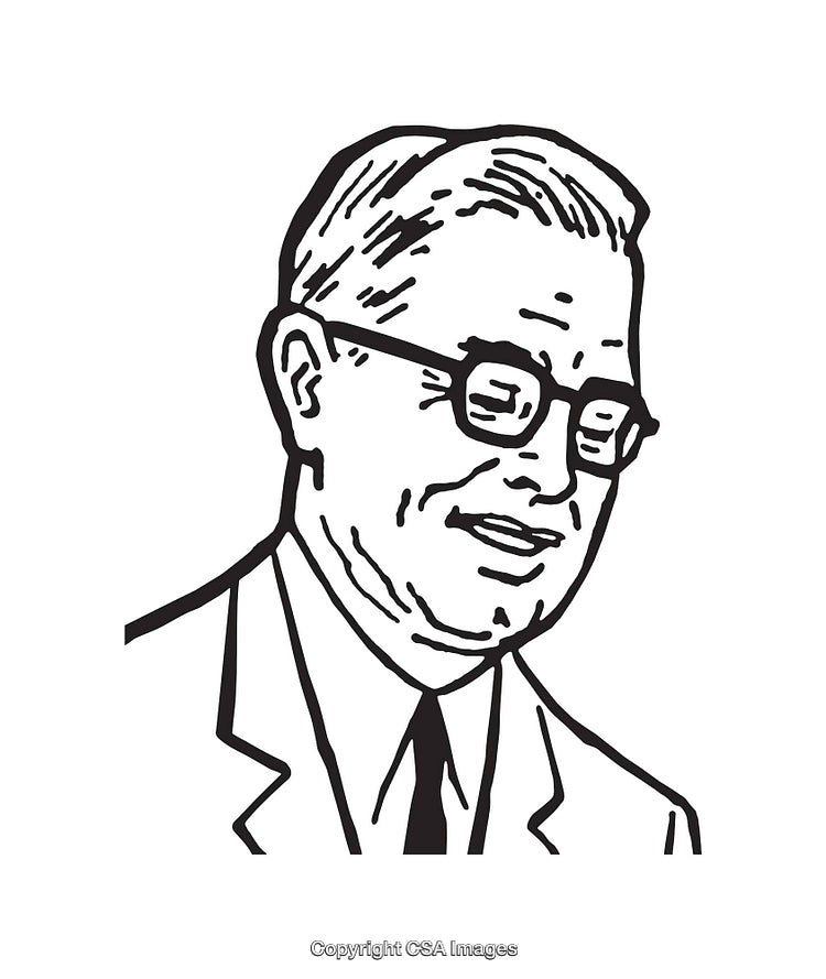 Black and White Line Art of Professional Individuals Portrait Illustration