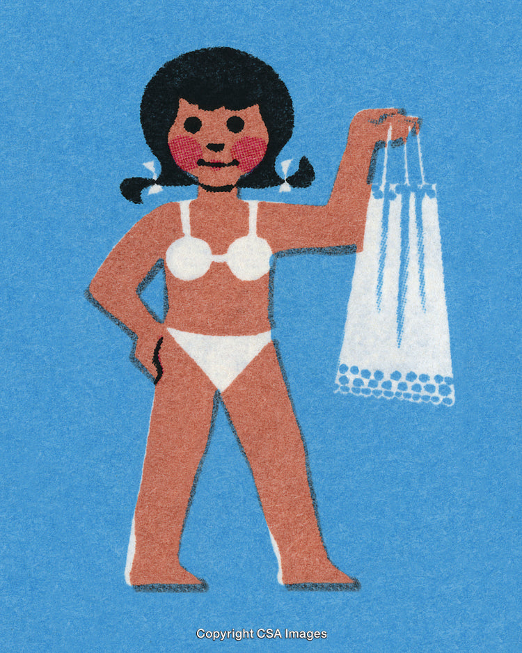 Illustration of Cheerful Character in Bikini Holding a Summer Accessory