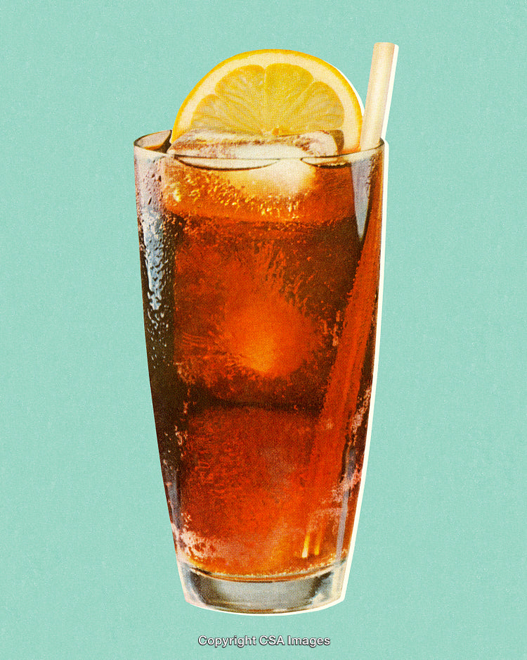 Refreshing Glass of Iced Tea With Lemon Slice and Straw