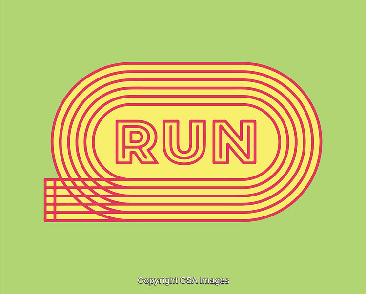 Colorful Line Art Illustration Featuring the Word 'Run' in Bold Typography