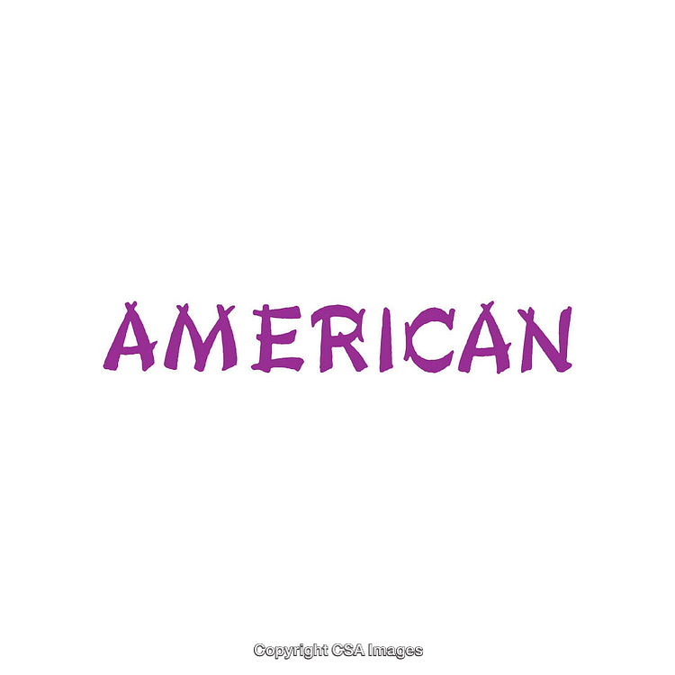 Bold Purple Text Displaying the Word 'American' on a White Background