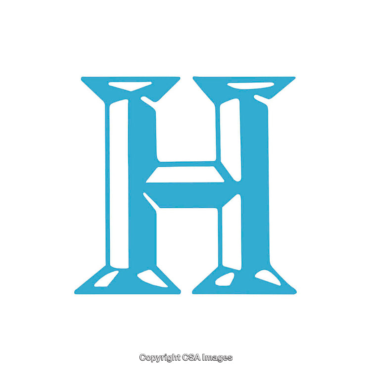 Elegant Stylized Blue Letter H in Ornamental Font Design
