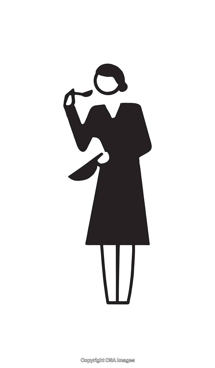 Minimalistic Black and White Icon of a Woman Cooking