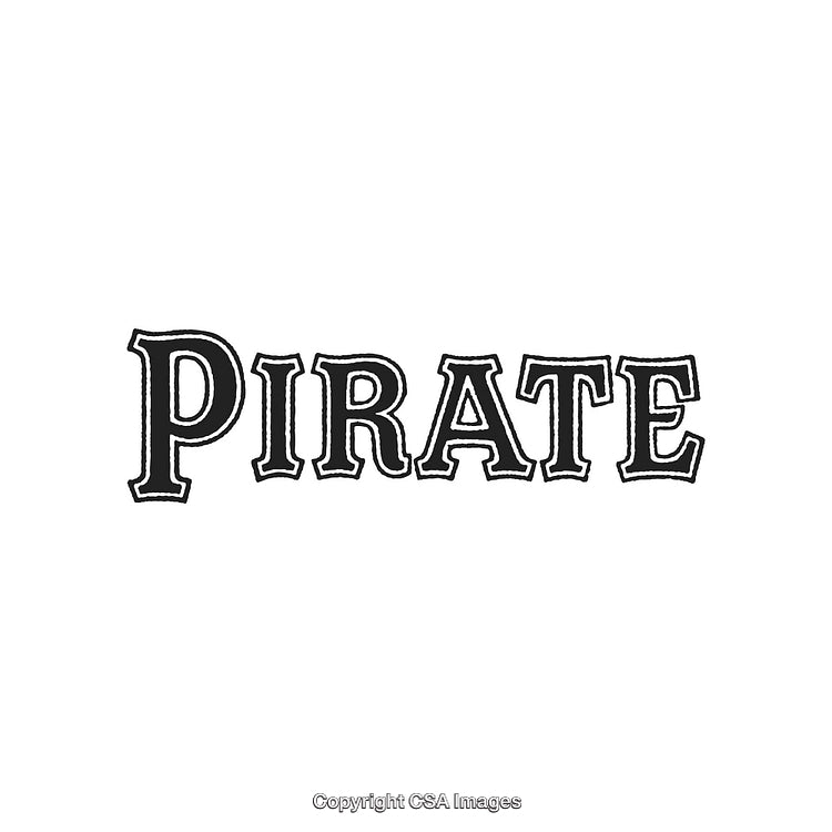 Vintage Styled "Pirate" Text Isolated on a Plain White Background