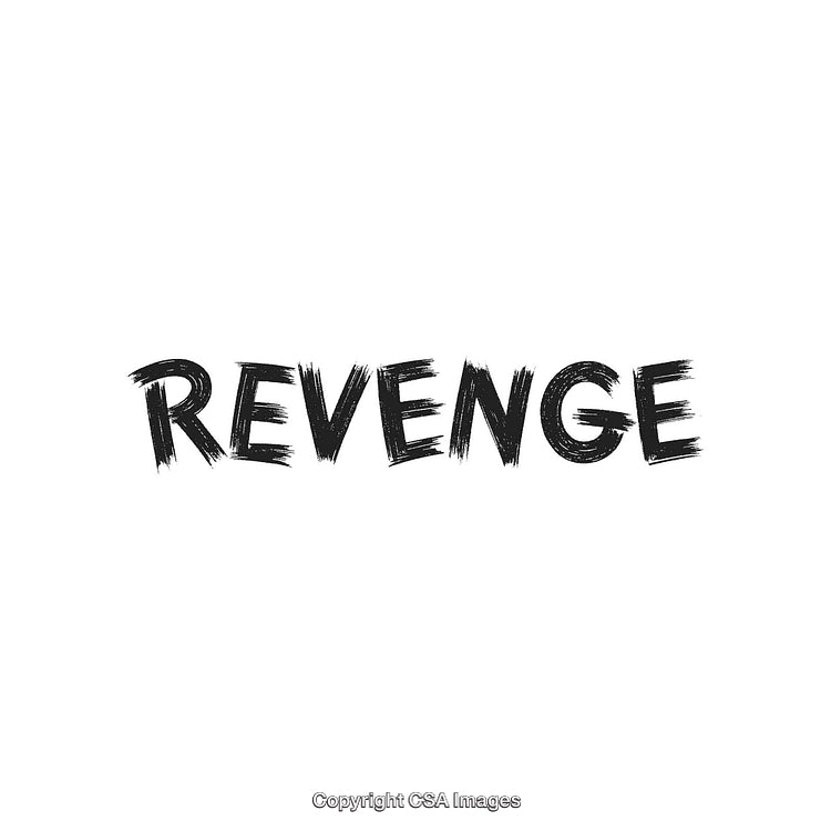 Dynamic Illustration Featuring the Word 'Revenge' Styled Boldly in Black