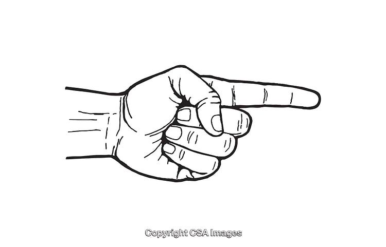 Black and White Line Art of Pointing Hand Gesture Illustration