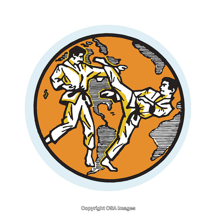 Illustration of Martial Arts Fighters in Dynamic Global Concept
