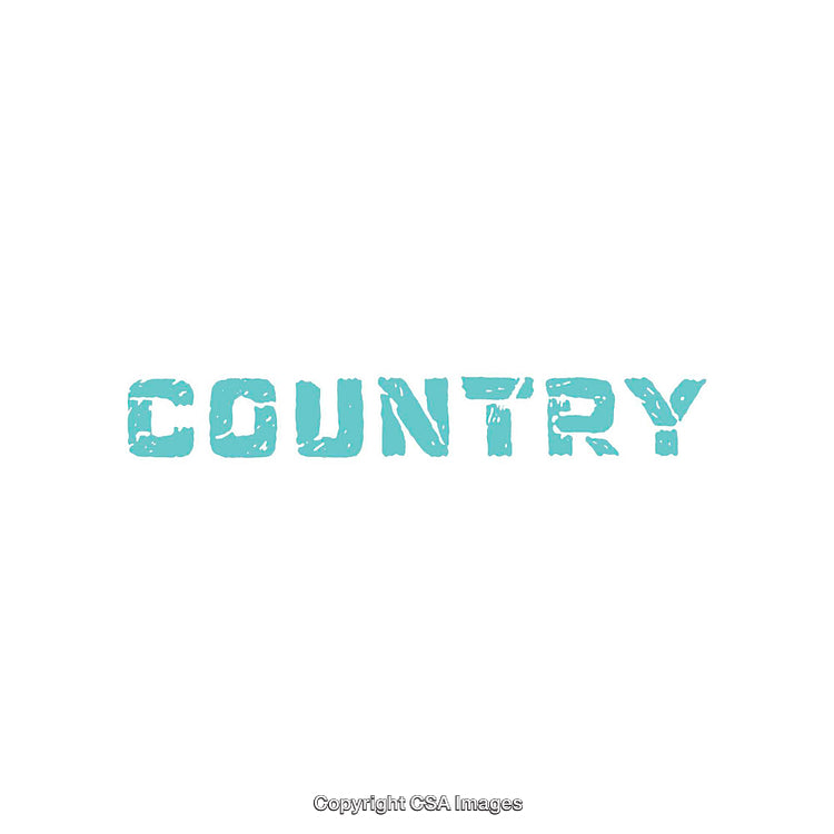 Rustic Blue Text Design Featuring the Word 'Country' on White Background