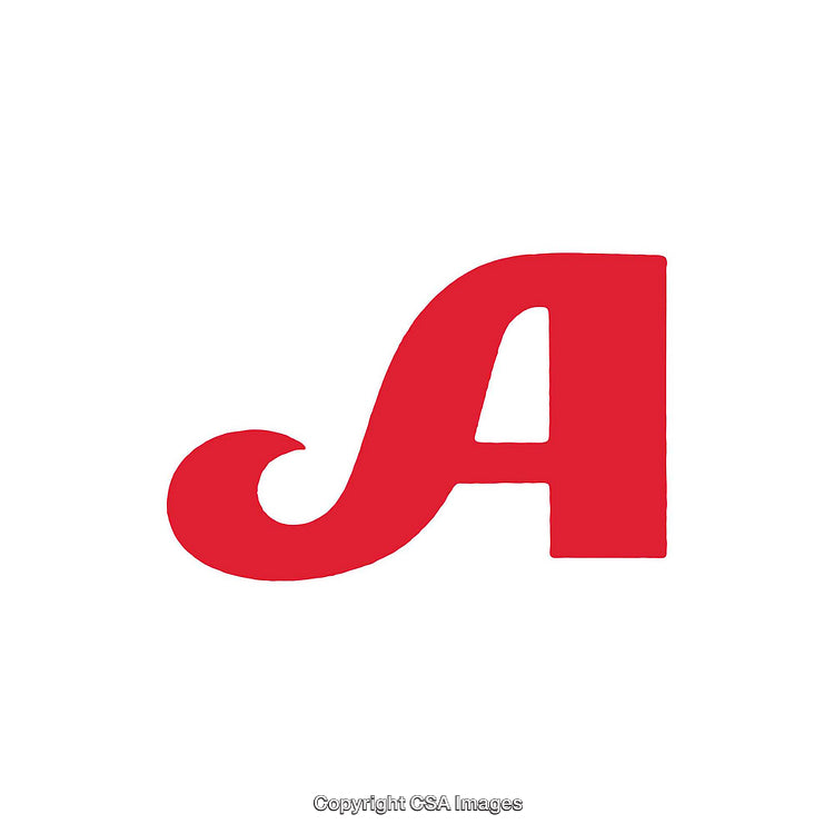 Stylized Red Letter A on a White Background in a Bold Font Design