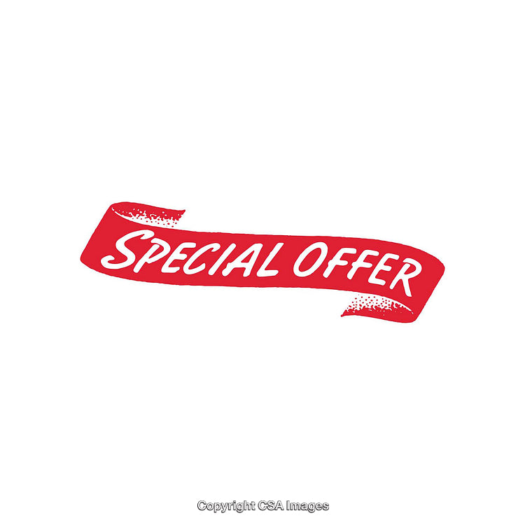 Red Ribbon Display of Special Offer Message on White Background