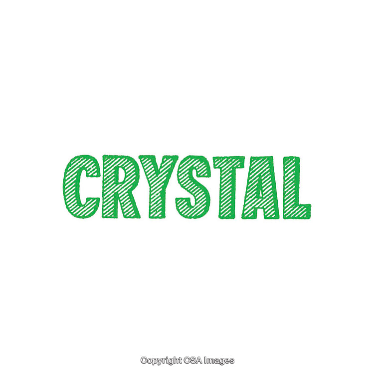 Green Textured Typography Illustration on White Background Featuring 'Crystal'