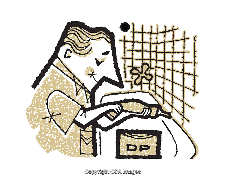 Abstract Illustration of a Person Working in a Unique Art Style