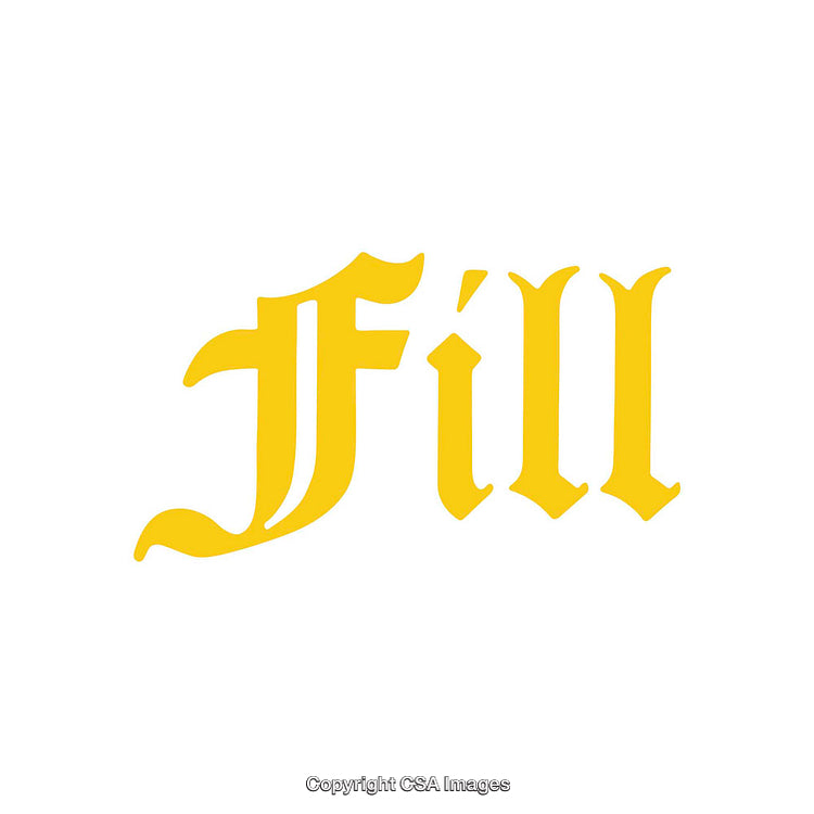 Yellow Gothic Font 'Fill' Text on a White Background
