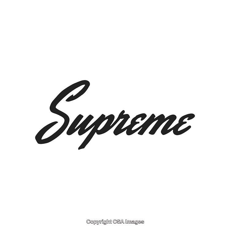 Stylized Modern Supreme Text Logo Design in Bold Black on White Background