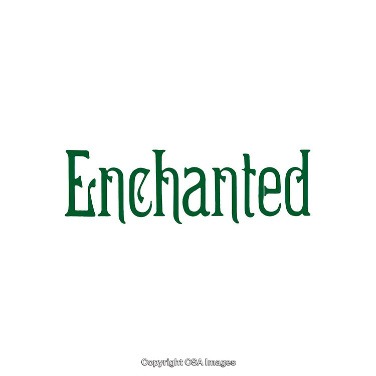 Green Enchanted Typography on a Minimalist White Background