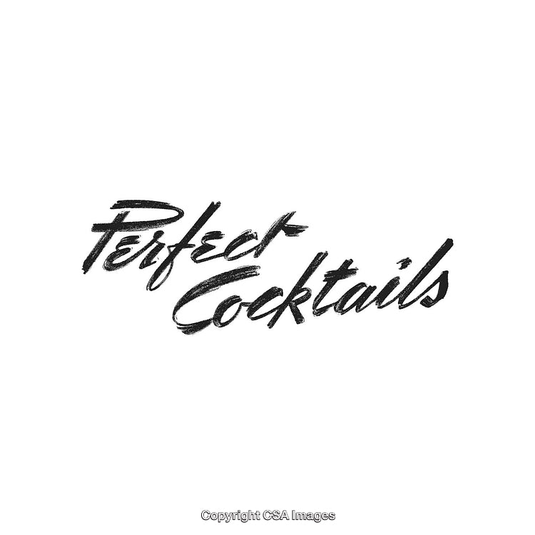 Perfect Cocktails Text Logo With Artistic Black Brushstroke Font on White Background