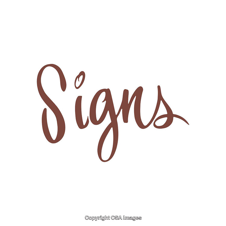 Elegant Script Typography Highlighting the Word 'Signs' in Brown Hue