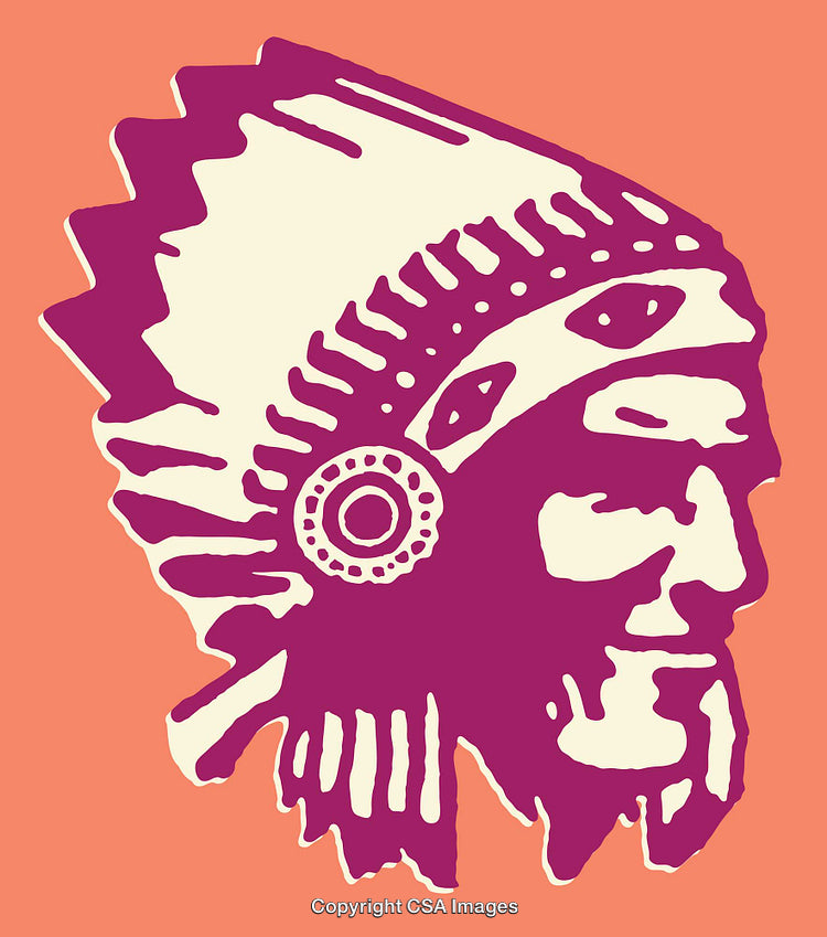 Colorful Line Art Illustration of a Profile in Traditional Headgear