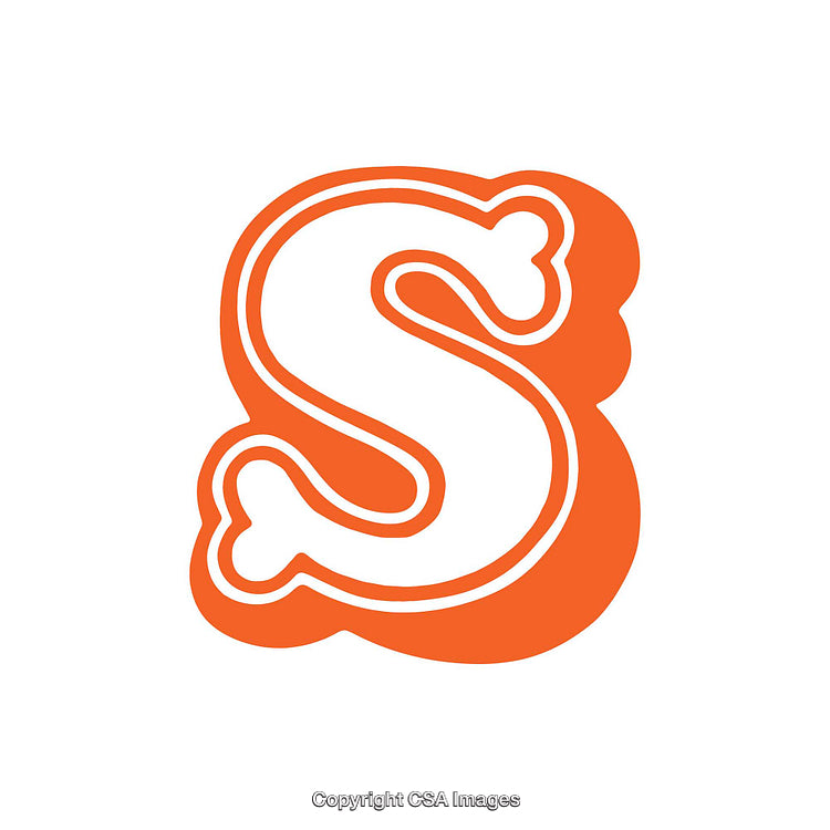 Stylized Orange Letter S with Bold White Outline on White Background