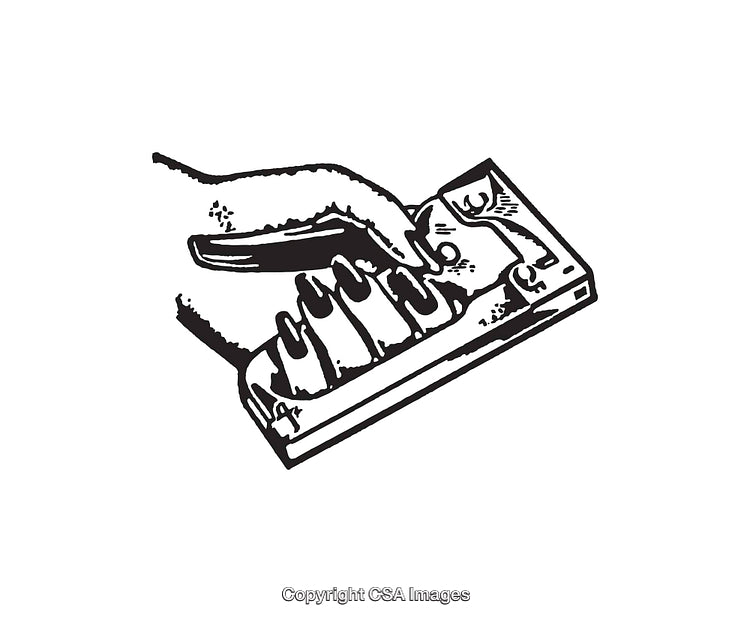 Hand Operating Keyboard on Vintage Line Art Illustration