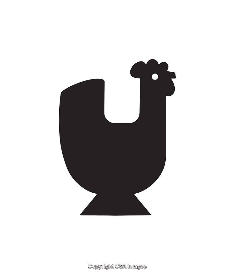 Stylized Black Chicken Silhouette Icon, Minimalist Design on White Background