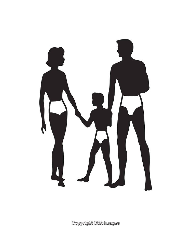Silhouette Illustration of a Family Holding Hands Together in Unity
