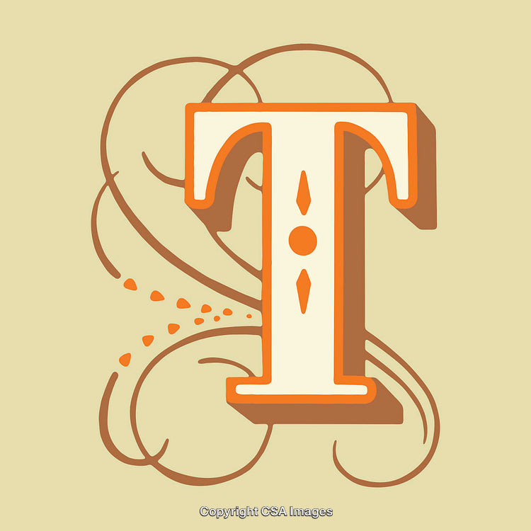 Elegantly Designed Artistic Letter T Representation in Vintage Style