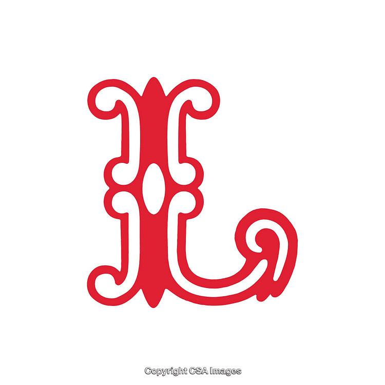 Ornate Red Decorative Letter L on a White Background