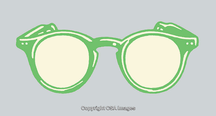 Green Glasses Iconic Style Illustration on a Minimalistic Grey Background
