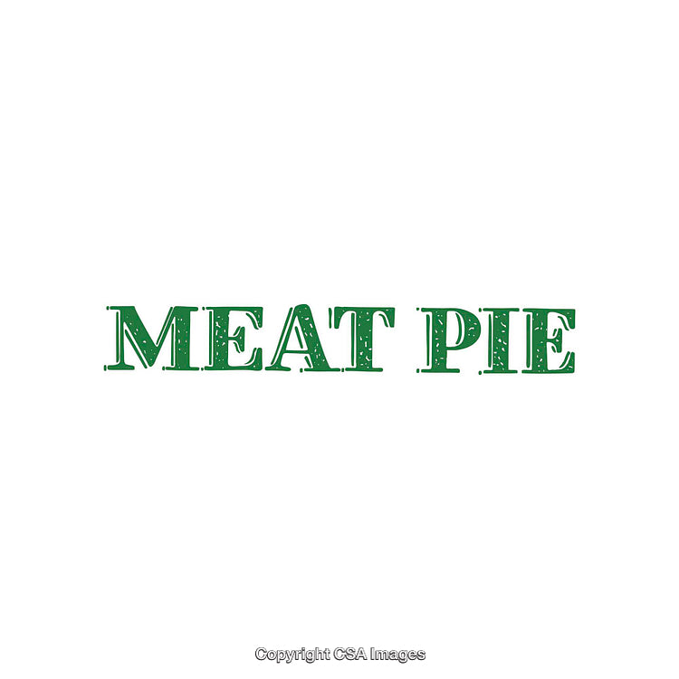 Meat Pie Text Artwork with Focus on Simple Design and Green Letters
