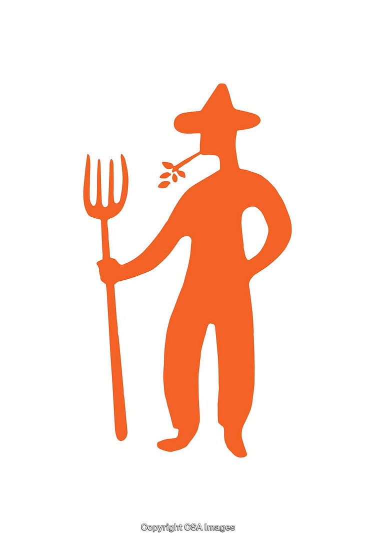 Simple Monochrome Icon of a Farmer Holding a Tool