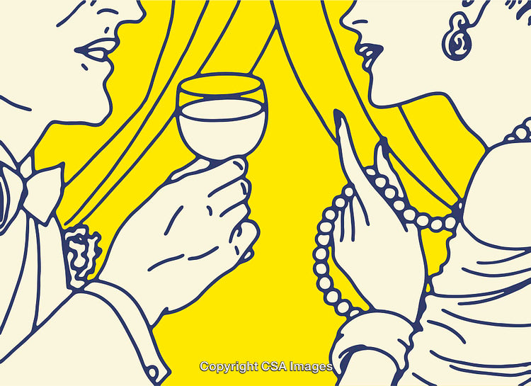 Elegant Line Art of a Formal Event with Stylish Individuals
