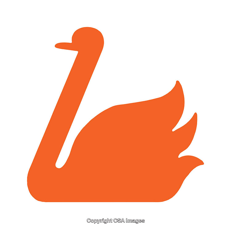 Elegant Orange Swan Icon Silhouette with Stylized Design
