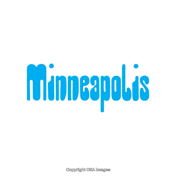 Minneapolis Typography Design in Blue Typeface on White Background