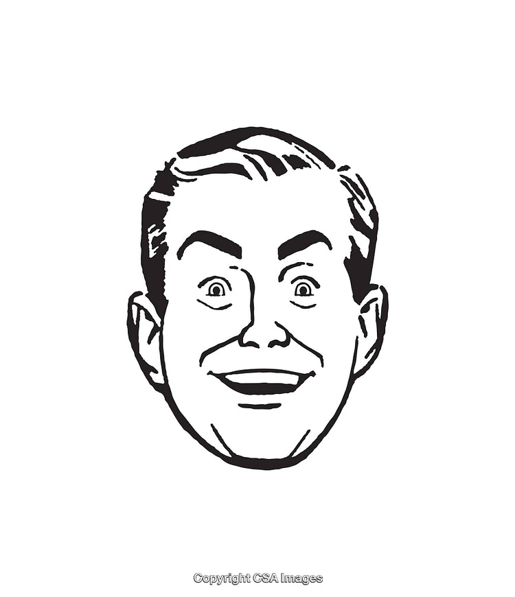 Retro Style Black and White Smiling Man Illustration