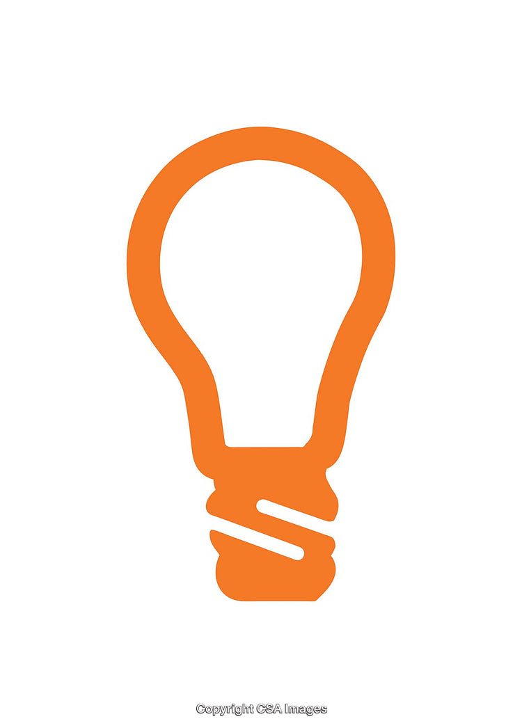Minimalist Icon of an Orange Lightbulb Symbol on White Background
