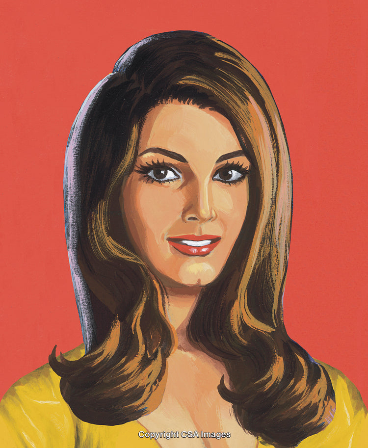 Retro-Art Styled Portrait of a Woman with Vibrant Red Background